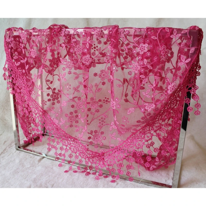 

Women Lace Sheer Floral Triangle Veil Church Mantilla Scarf Shawl Wrap Tassel