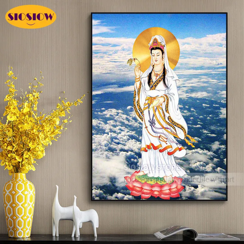 5D DIY религиозная алмазная живопись Kwan Yin Будда Бодхисаттва Full Drill 3D Алмазная