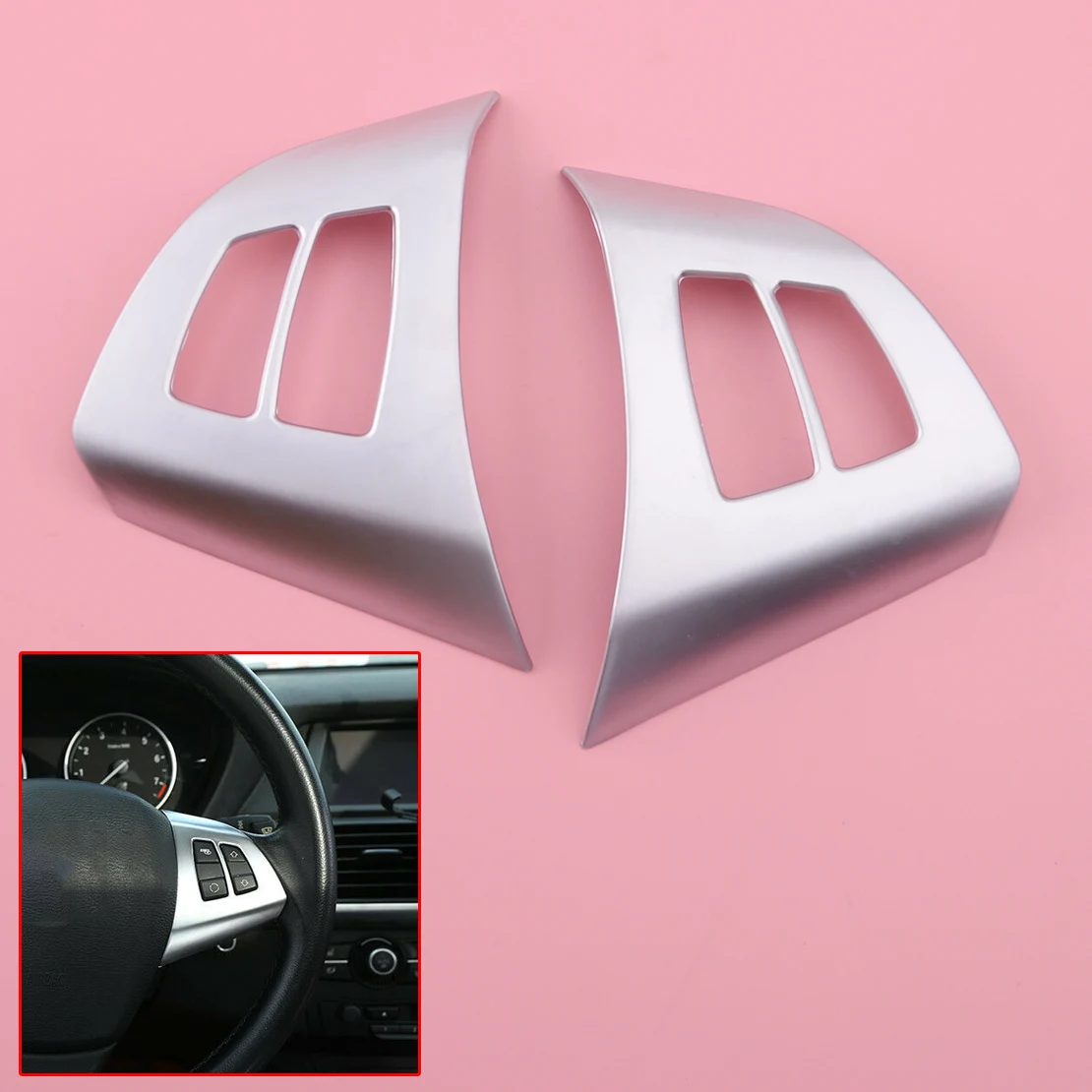 

Комплект из 2 предметов, новое рулевое колесо, декорированные кнопками рамка отделка хром ABS, пригодный для BMW X5 E70 2008 2009 2010 2011 2012 2013 Аксессуары