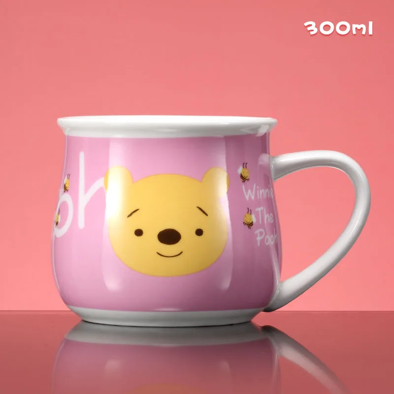 Winnie the Pooh Дисней, 300 мл, Q Edition, с рисунком Винни-Пуха, керамические чашки для воды, милые детские молочные кружки для маленьких мальчиков и девочек, рождественские подарки, Taza - Цвет: Winnie the Pooh