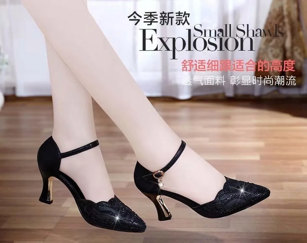 

High-heeled Sandals 2020 New Ladies Summer Pointed Fine Heel Baotou Summer Shoes Women's Shoes Word Buckle Wild Ladies Sandals