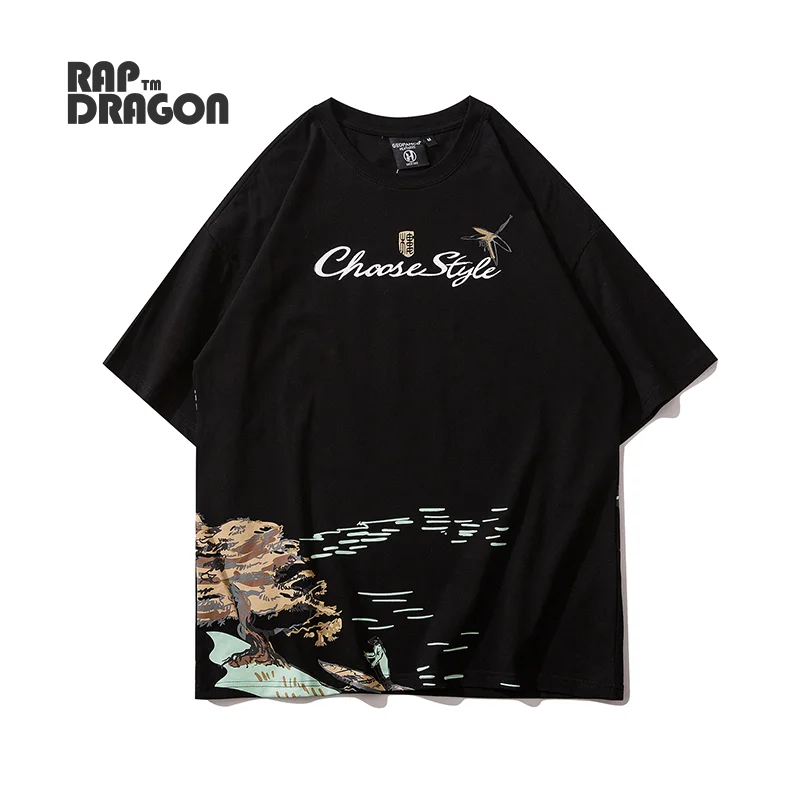 Harajuku T-shirt Hip Hop Streetwear Oversize Japanese Style Men's Tshirt Cotton Round Neck Couple Short Sleeve Tops 2021 Summer