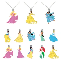 disney arlo princess ariel princess long chain necklace cute girl jewelry epoxy design compact epoxy pendant necklace