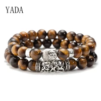 yada gifts 8mm buddha head braceletsbangles for men tiger eyes bracelet friendship handmade casual jewelry bracelet bt200106