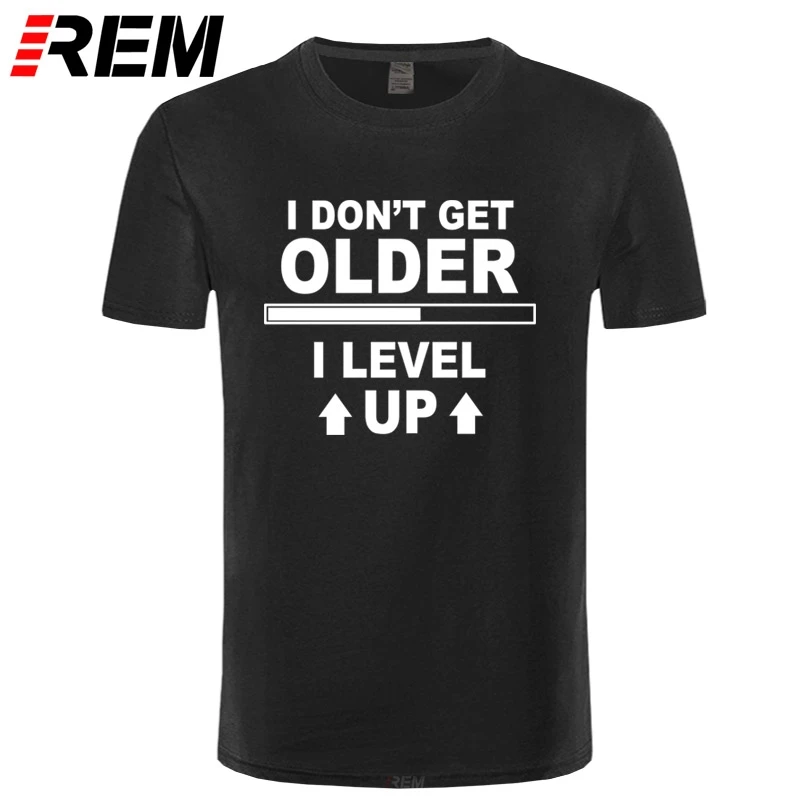 Мужская футболка с забавным принтом REM New I Don't Get Older Level Up летняя хлопковая