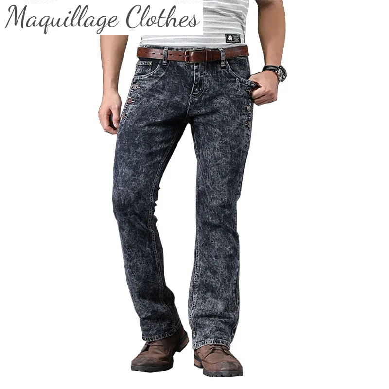 

Джинсы-клеш мужские стрейчевые, дизайнерские брюки-клеш из денима, облегающие брюки-ботинки, черные синие