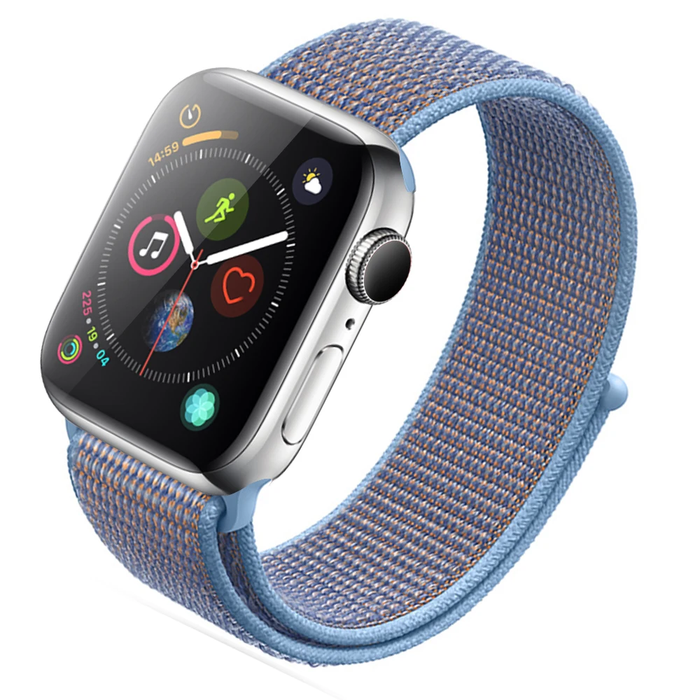 Нейлоновый ремешок для часов для Apple Watch Series 3 2 1 38 мм 42 мм мягкая дышащая Замена Спортивная петля для Iwatch Series 4 5 44 мм 40 мм