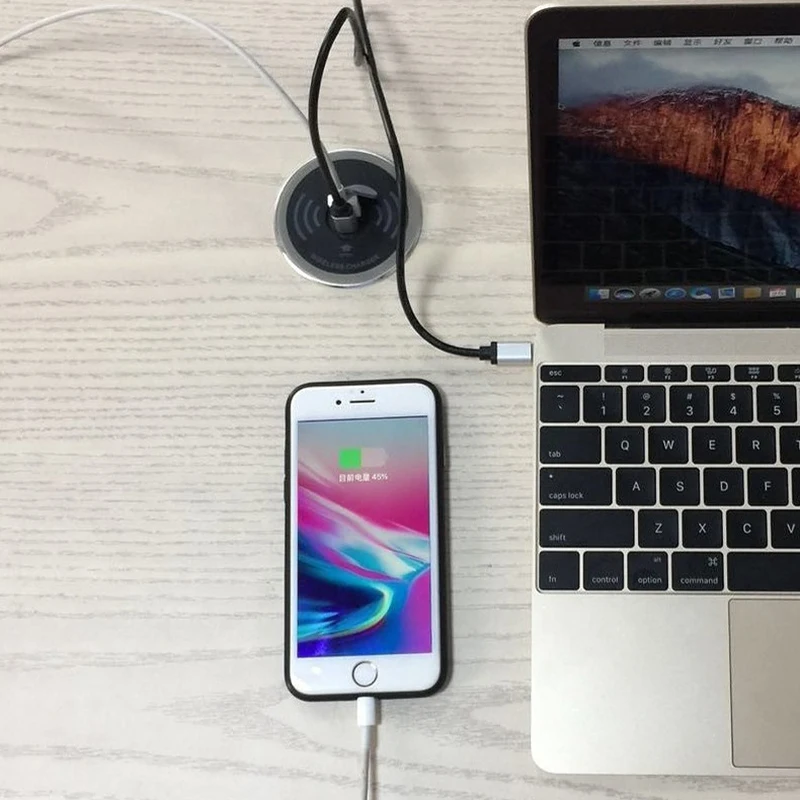 

In Desk Fast Qi Wireless Charger 5/15W Desktop for Home Office Mobile Phone Charging PUO88