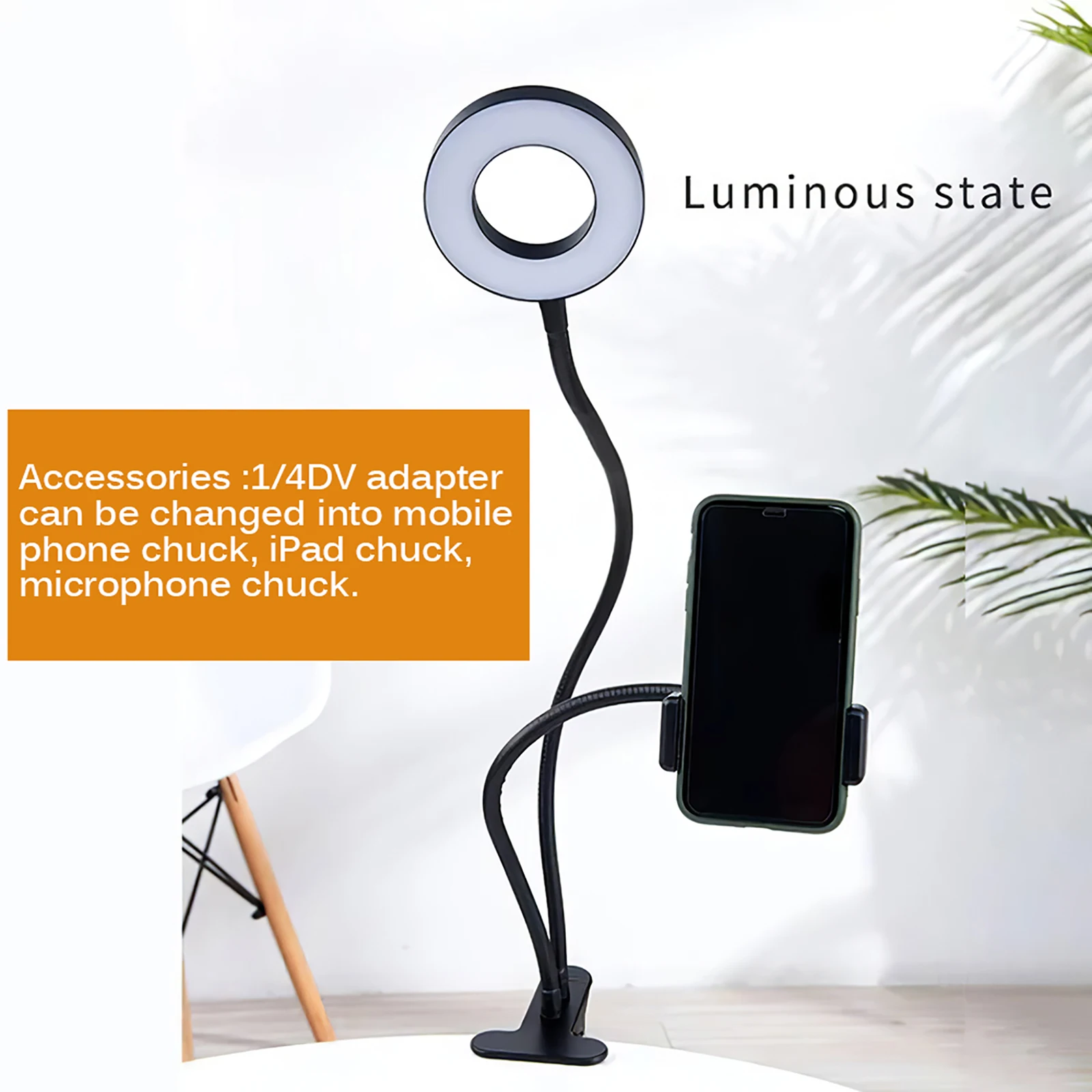 

Makeup Live Lamp Universal Selfie Ring Light with Flexible Mobile Phone Holder Lazy Bracket Desk Lamp LED Light for Live Stream