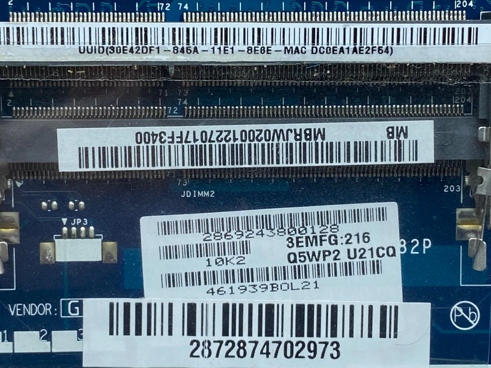 Высокое качество MBRJW02001 для ноутбука ACER Aspire 5742 5733 Материнская плата PEW71 LA 6582P HM55 SLGZS