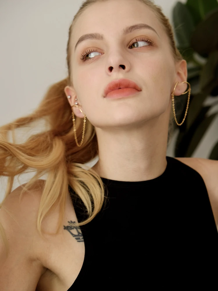 

2021 new fashion chain earrings cartilage female earrings elegant long tassel ear clip female jewelry Super Fairy Niche