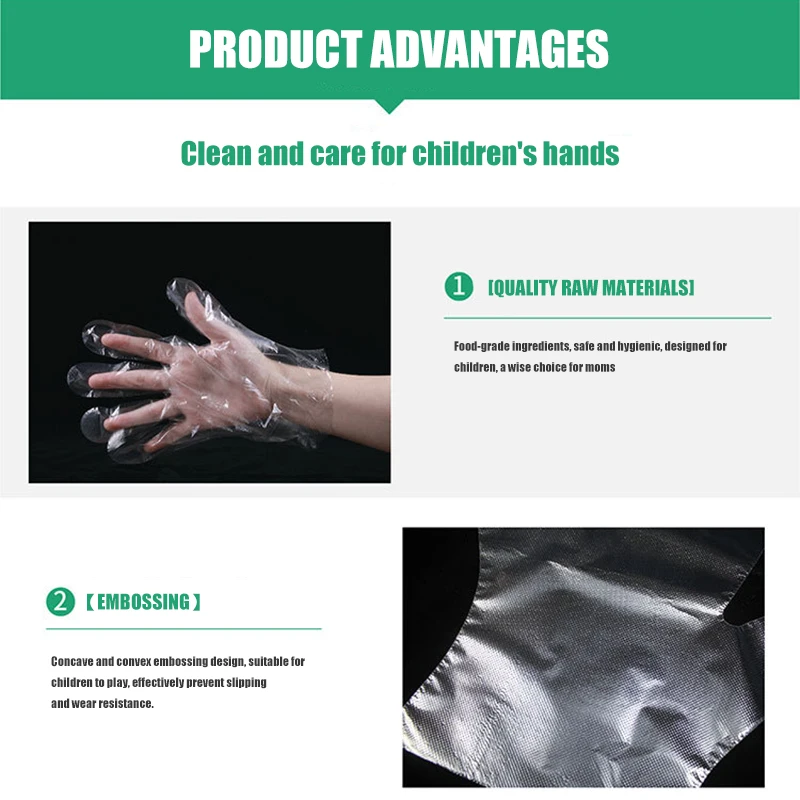 100 шт./компл. одноразовые перчатки утолщенная детская пищевая прозрачная