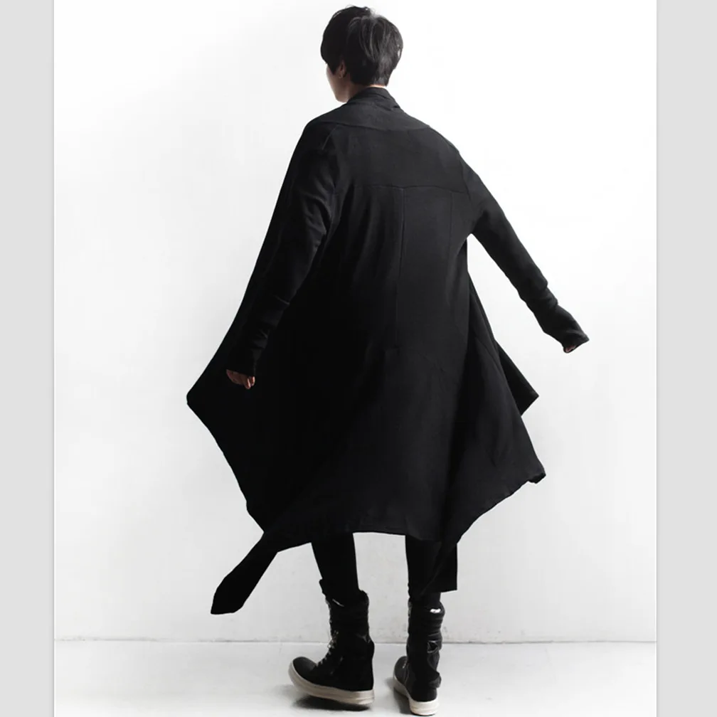 Нестандартный демисезонный длинный Тренч Мужская Панк готическая одежда