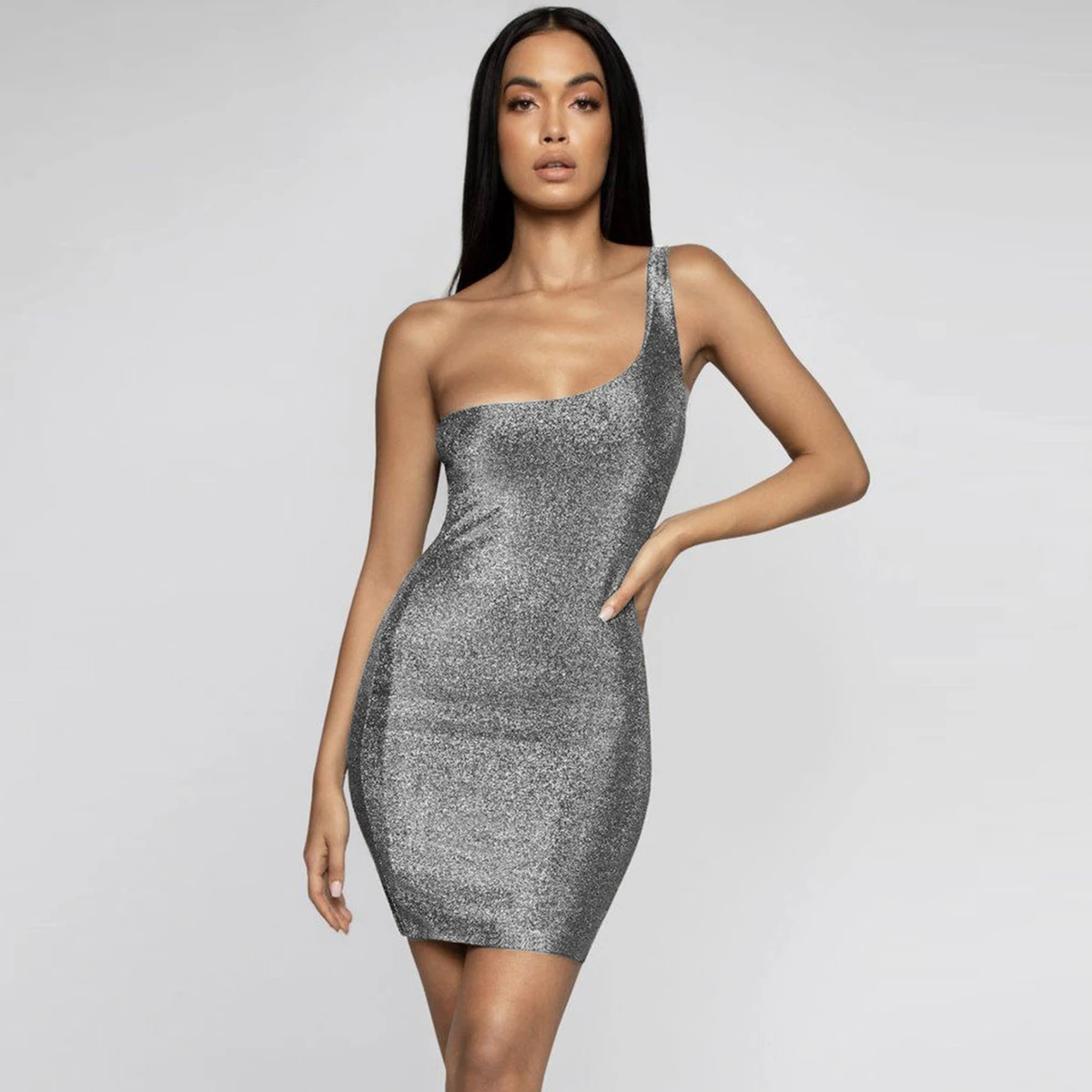 Новинка женские летние платья на одно плечо без рукавов с блестками сексуальное
