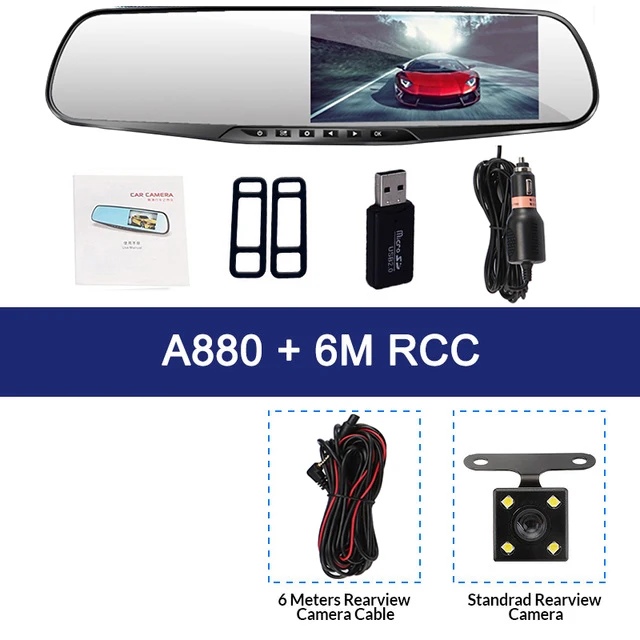6M RCC Заводская цена, 4,3 дюймов FHD автомобильный видеорегистратор с двойным объективом, видеорегистратор, видеорегистратор, автоматический Регистратор, двойной объектив с камерой заднего вида, видеорегистраторы - Название цвета: 6M RCC