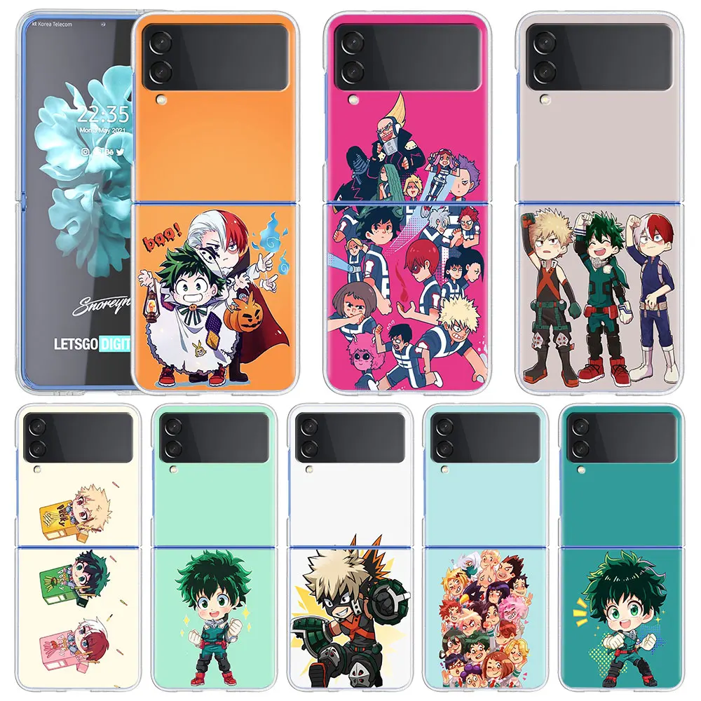 

Folding Case for Samsung Galaxy Z Flip 3 5G Full Protection Cover for Samsung Z Flip 5G Clear Shell Anime My Hero Academia Chibi