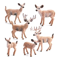 6pcs simulation of wild animals wild white tailed deer model solid static hand made suit ornaments christmas toys