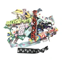 200pcs mix style flower animal geometry printed fold over elastic hair ties hair accessories ribbon ponytail holders wholesale