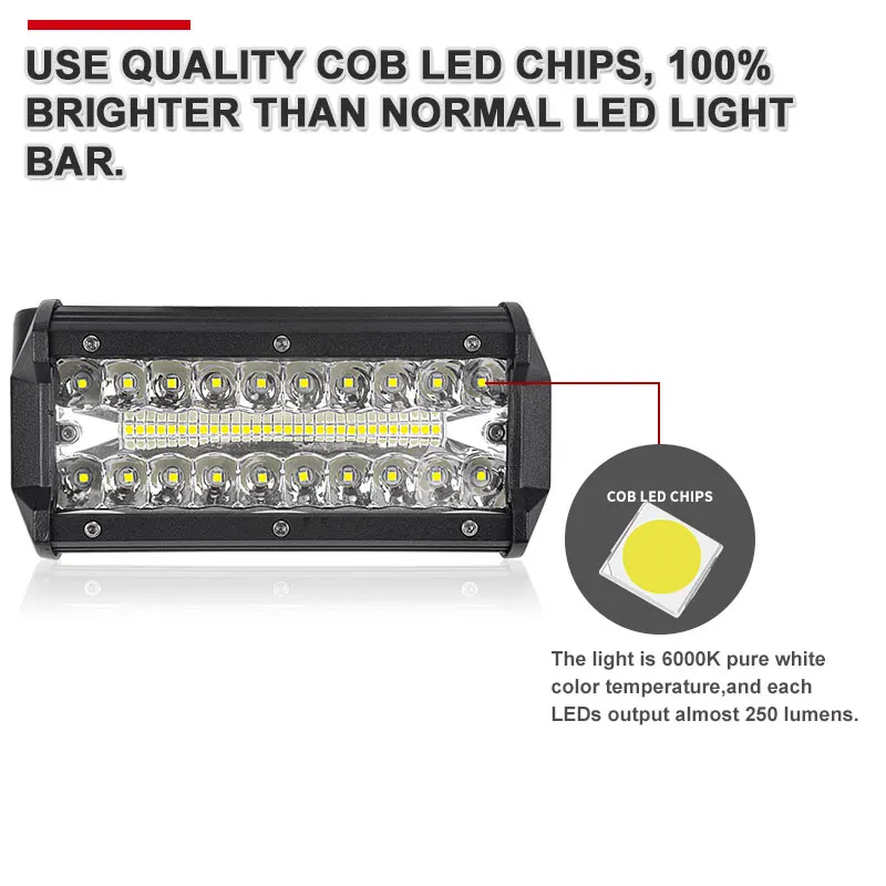 Новый светодиодный рабочий светильник 3 ряда 50 светодиодных чипов 7 дюймов