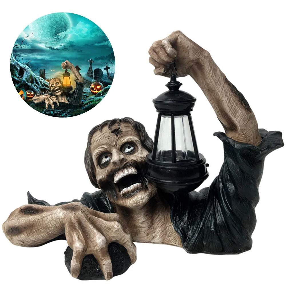 

Креативная полимерная статуя-фонарь зомби, Хэллоуин, ужас, уличное украшение для сада, украшения для дома и рабочего стола с батареей, для дв...