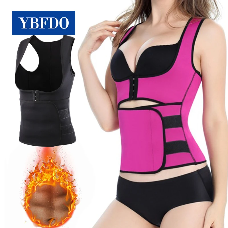 

YBFDO 2021 New Shapewear Slimming Body Shaper Waist Trainer Sweat Vest Sauna Fat Burner Workout Tank Tops for Weight Loss Tummy