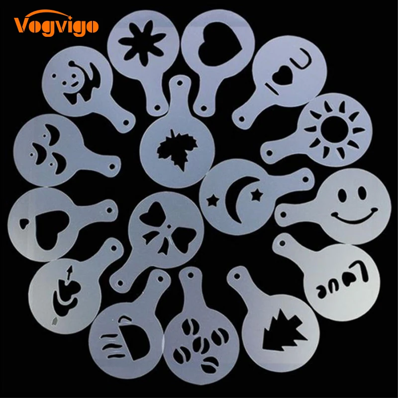 VOGVIGO 16 шт./компл. формы для рисования кофе печать модели посыпать порошком коврики