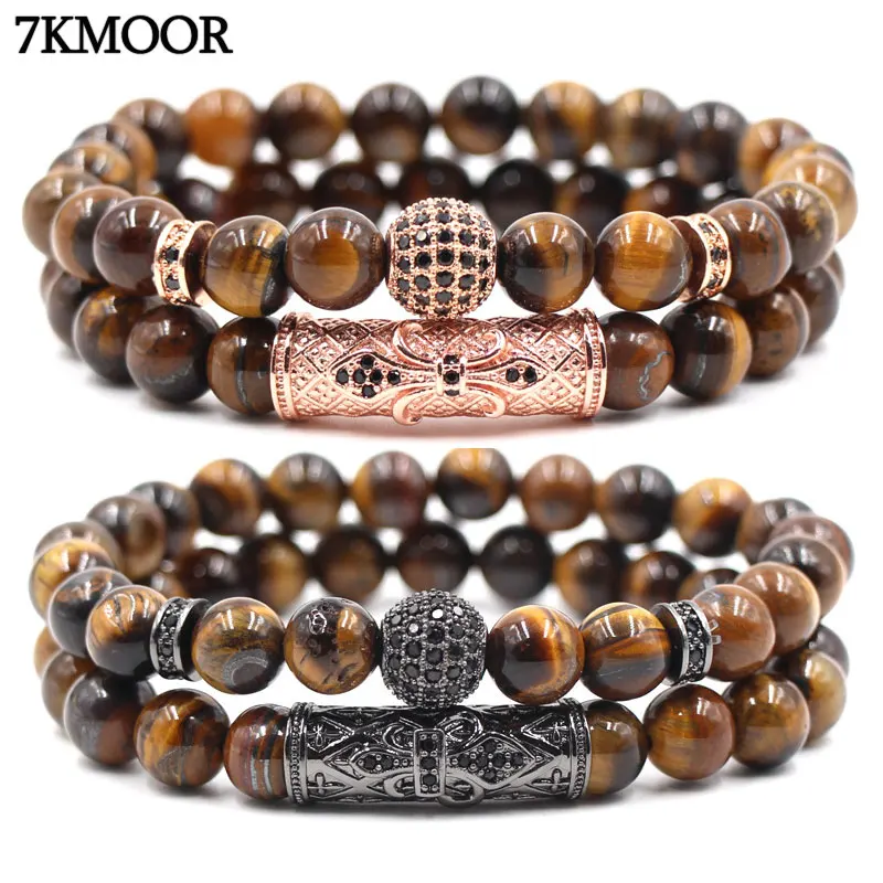 Браслеты из бисера для мужчин и женщин 2 шт./компл. натуральный камень популярный 8