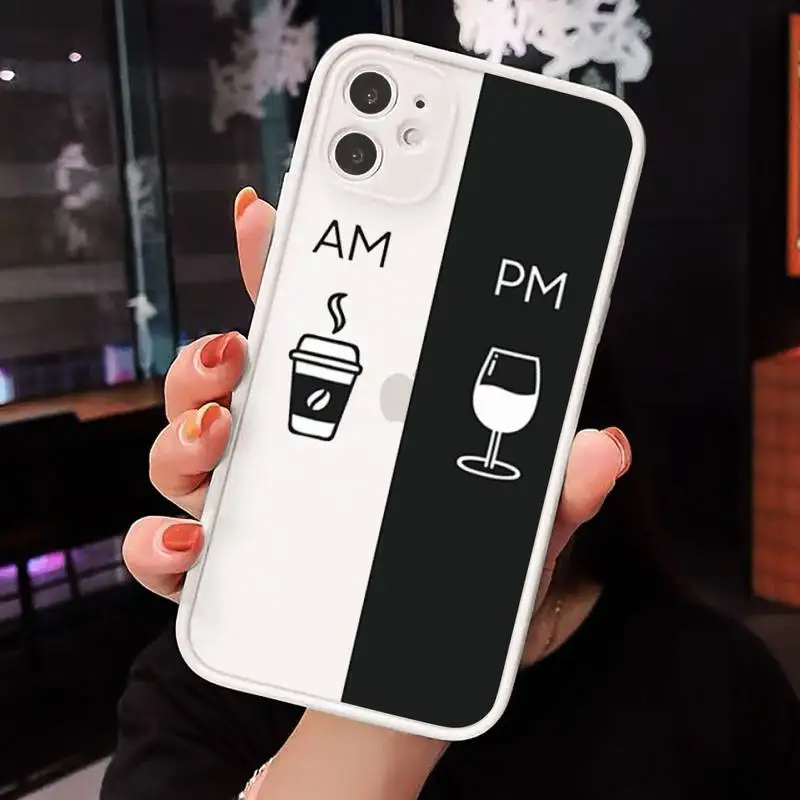 

Coffee Wine Cup Art simple Funny Phone Cases Matte Transparent for iPhone 7 8 11 12 s mini pro X XS XR MAX Plus cover funda