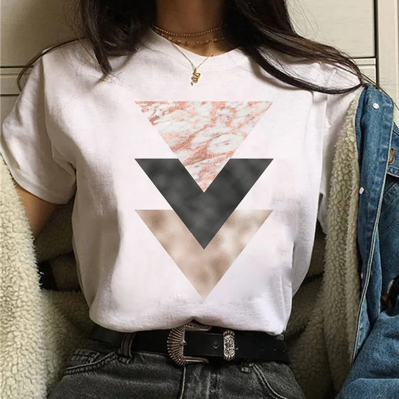 

90s Girls T-shirt Harajuku Tops Tee Cute Short Sleeve Tshirt Female Tshirt Women T Shirt Beautiful Geometry Print Fashion TShirt