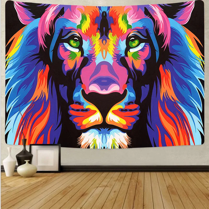 

psychedelic lion tapestry home decoration tapisserie murale wall decor aesthetic blanket