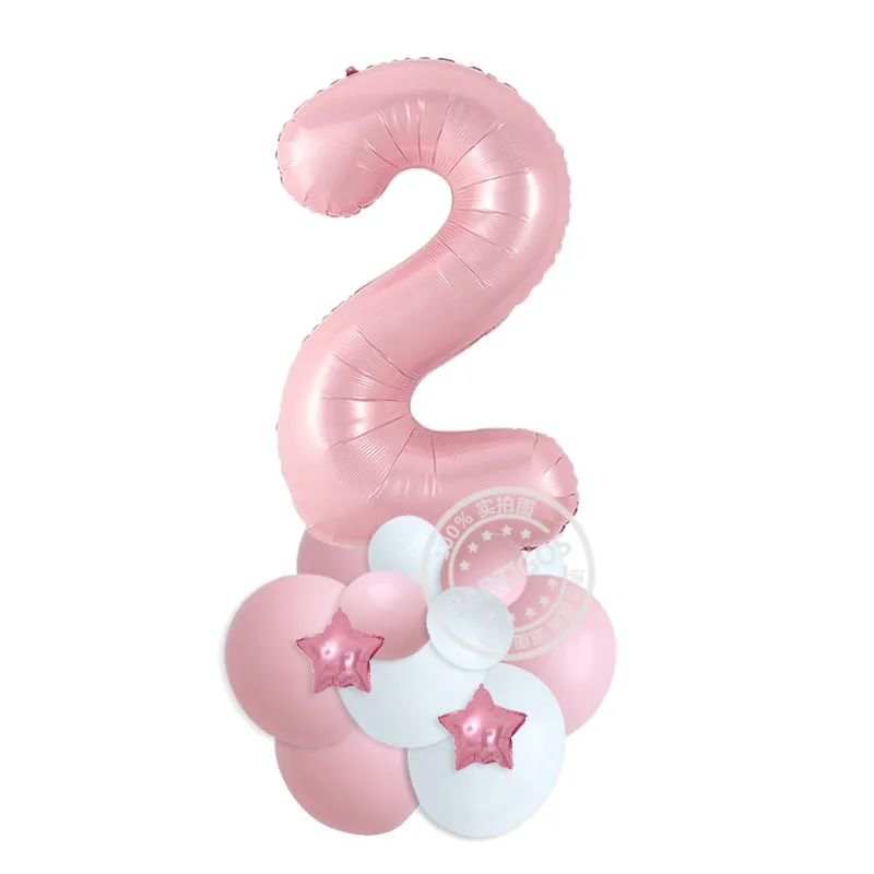 20 шт./лот 40-дюймовые воздушные шары с розовыми и синими цифрами надувные для
