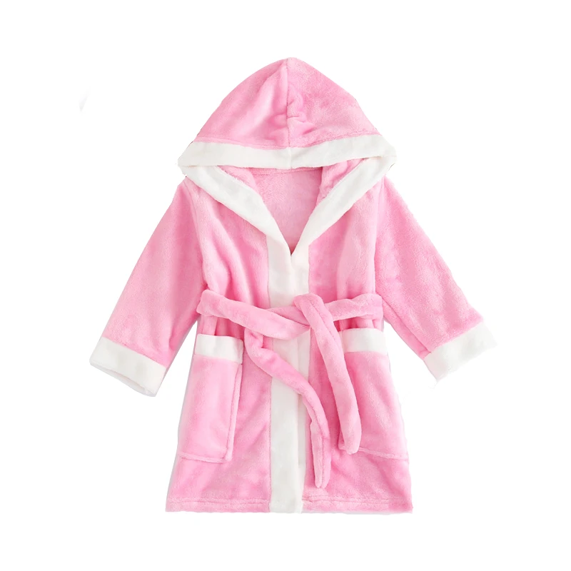 

Kids Robes Boys Girls Pajamas Kids Bath robes Soft Flannel hooded towel Thicken Coral fleece sleepwear Coral velvet Winter gown