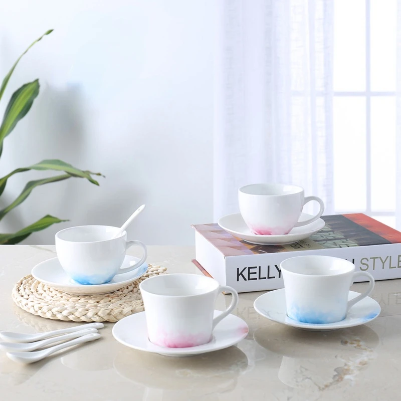 

Simple Ceramic Coffee Cup And Dish Set Creative Smoked Mug For Tea Western Restaurant Home Water Cups Office Drinkware
