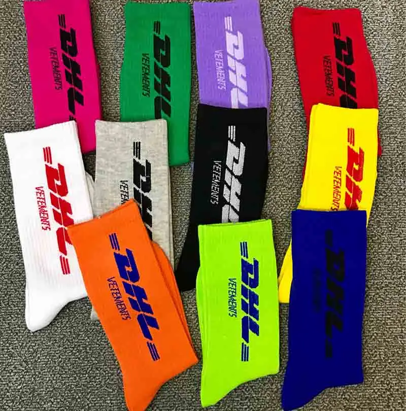 VETEMENTS, DHL, спортивные длинные носки без пятки, мужские, женские, хип-хоп, DHL, носки для скейтборда, уличные, хипстерские, DHL, хлопковые носки