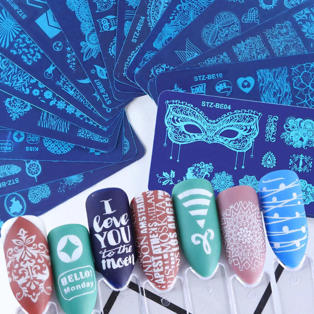 Штамповочные пластины для ногтей Летний цветок лист искусственная Геометрия