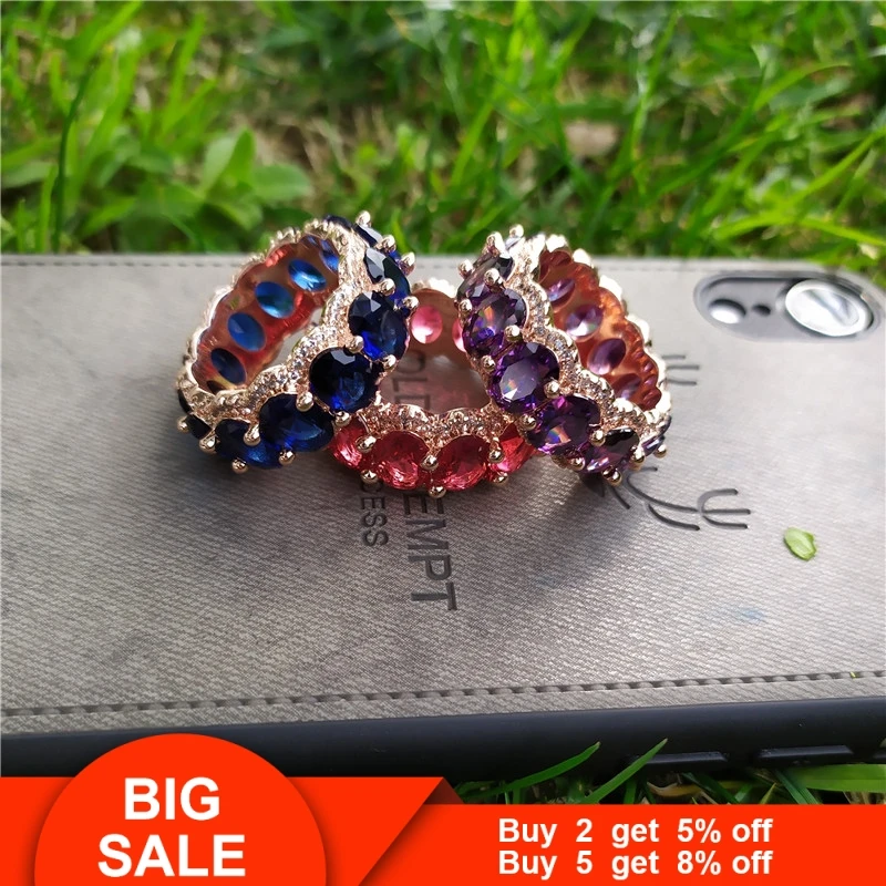 Женское и мужское кольцо Vecalon Eternity Promise большое овальное с цирконием AAAAA ювелирный