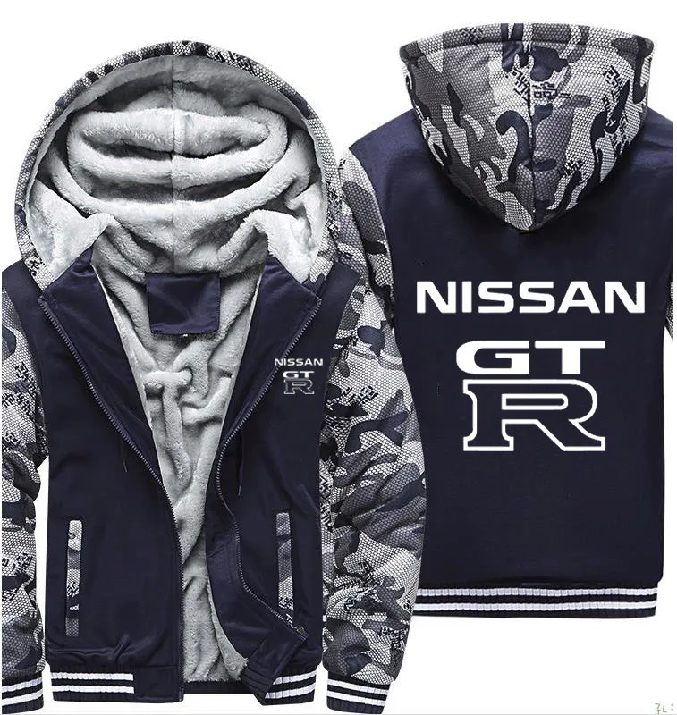 

Hoodies Men GTR Car Logo Print Jacket Thicken Hoodie Mens Winter Warm Fleece cotton Zipper Raglan Coat Male Tracksuits Masculino