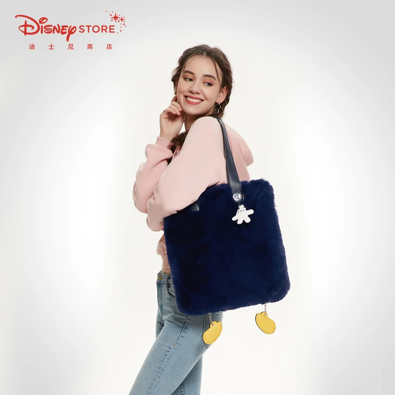 New Disney Fashion Mickey Cartoon Bag Large Capacity Plush Tote Bag Women Shoulder Bag Festival Gifts