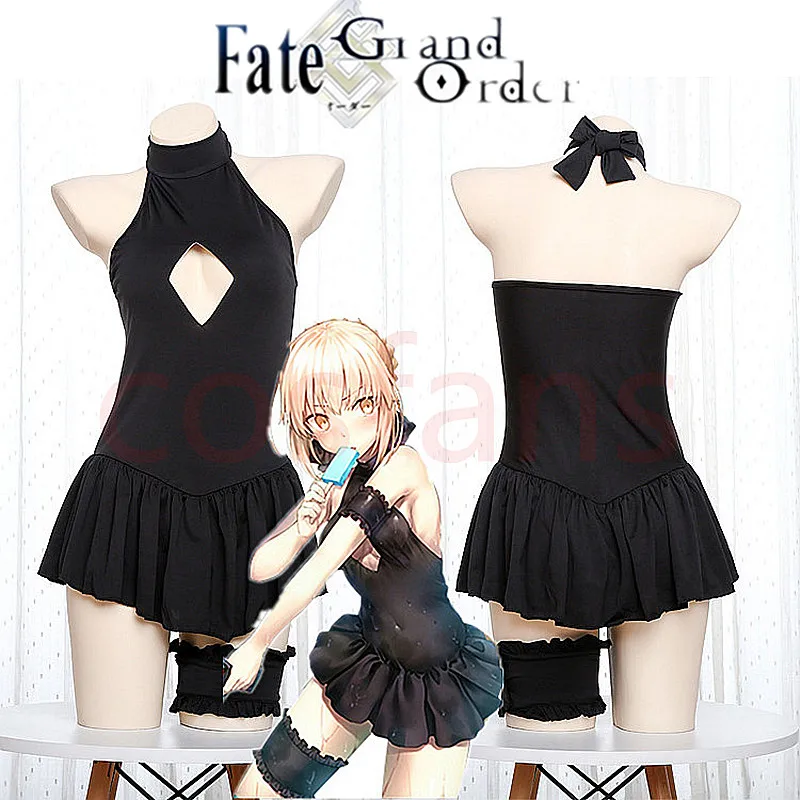 Женский купальный костюм с принтом Saber Fate co Cos черный купальник для косплея| |