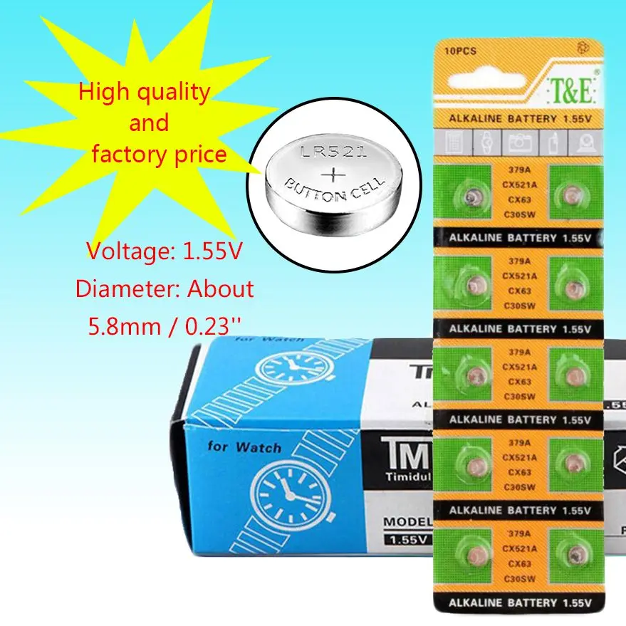 

2Pack/20PCS AG0 V379 V520 280-59 GP379 SR63 G0 618 LR521 379 SR521SW D379 Alkaline Button Battery High quality factory price