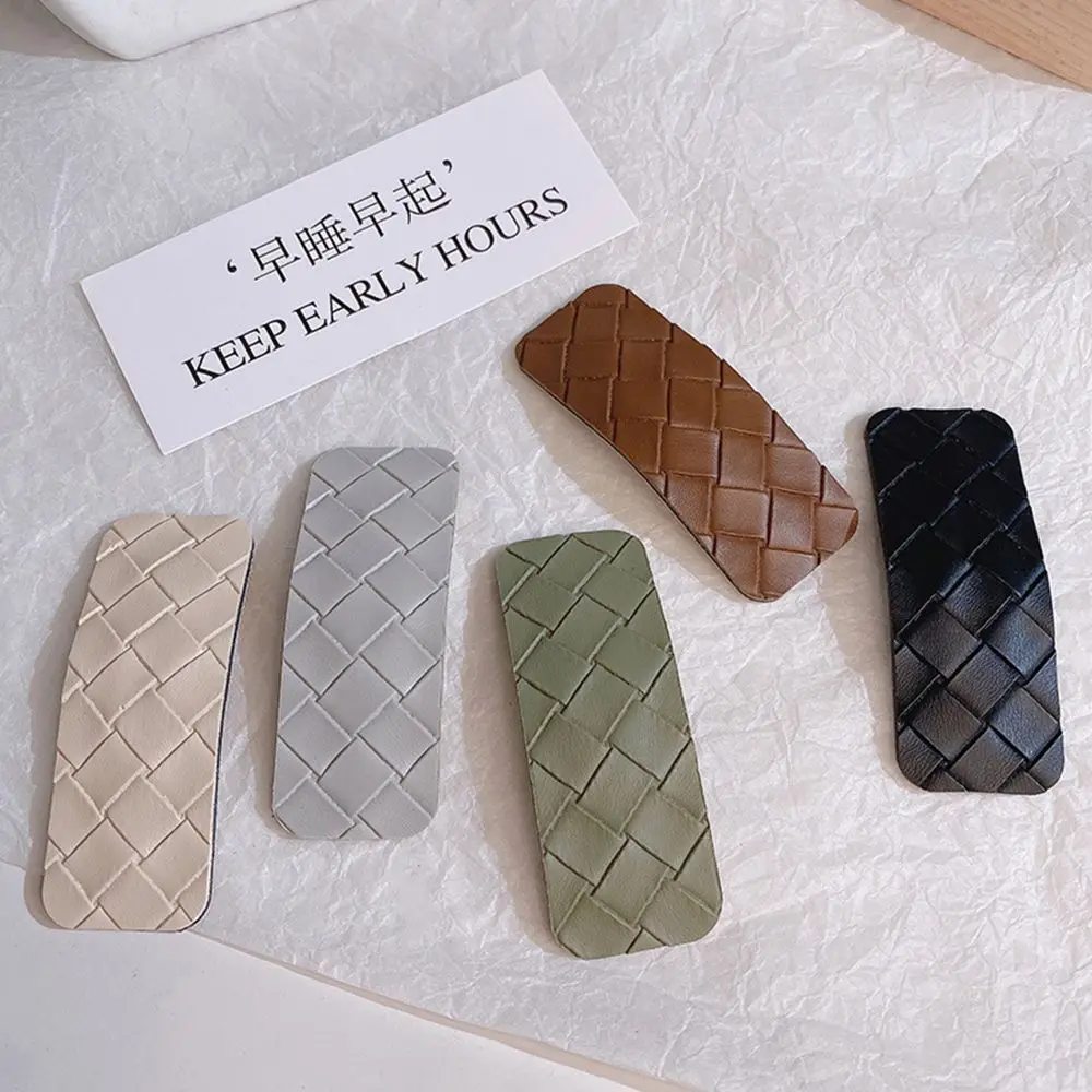 

Vintage PU Leather Braided Hair Clip Korean Style Fashion Design BB Clip Synthetic Leather All-match Hair Ornament