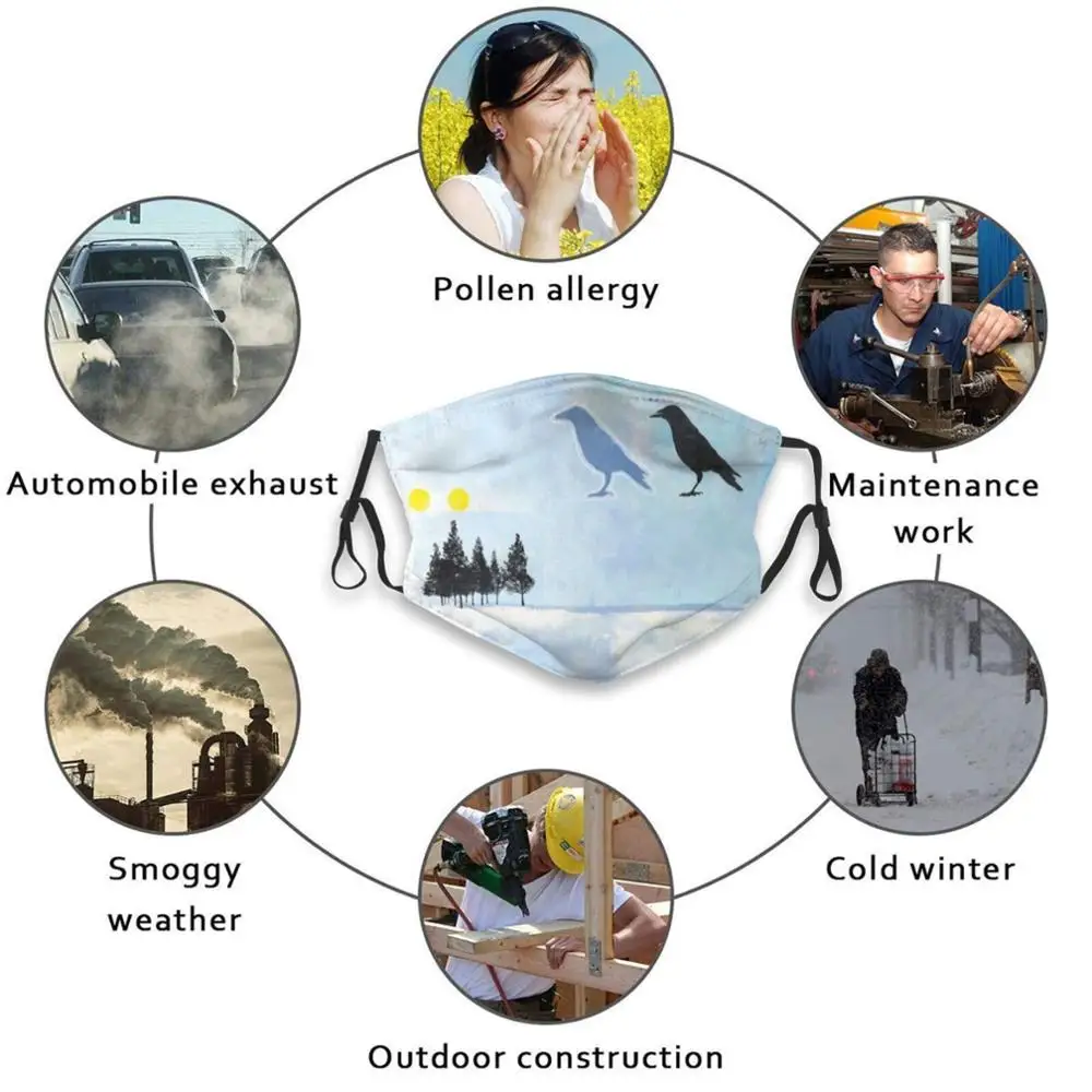 

Picture Of An Original Painting , Crow Black And Blue Pm2.5 Filter Washable Adult Kid DIY Mask Original Abstract Collage Media