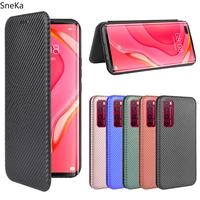flip magnetic phone case for huawei y6p y7p p40 pro plus lite 5g honor 30 9s psmart 2020 cover carbon fiber card ultra thin capa