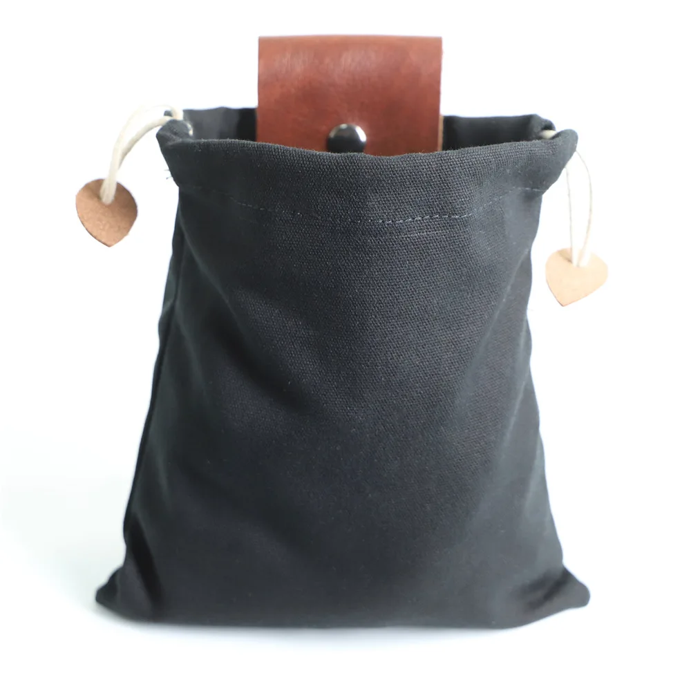 PU Leather and Canvas Bushcraft Bag, Canvas Foraging Pouch for Hiking, Treasures & Seashells, Easy Looping Around Belts