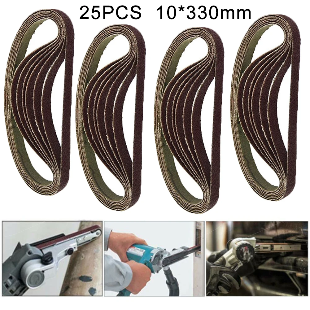 25pcs/Set 330 X 10mm Air Finger Sander Sadning Belt 60/80/100/120 Grit Aluminum Oxide Suitable For Wood/ Paint/varnish/ Plastic |