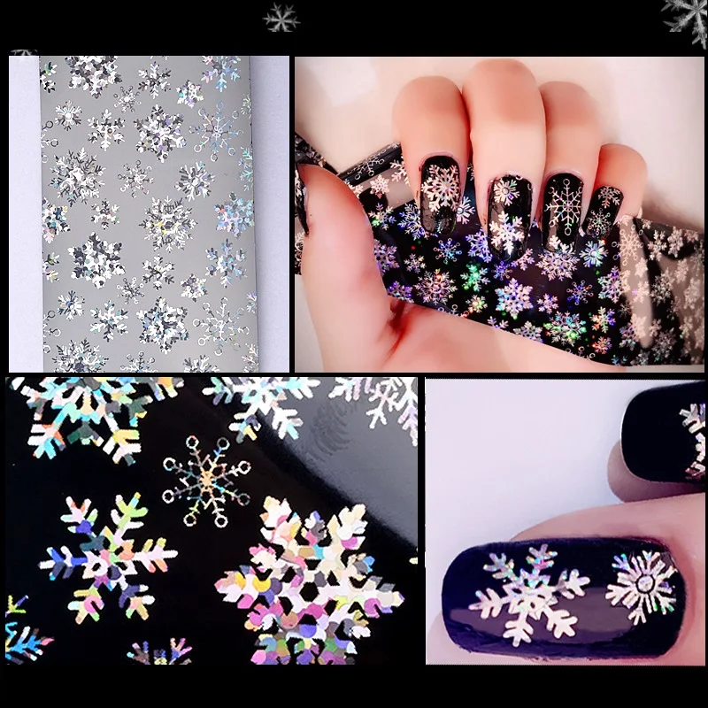 Рождественский узор для ногтей 120x4 см наклейка Рождественская Снежинка фольга 3D