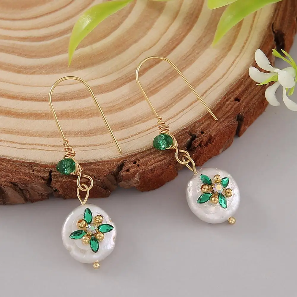 Женские серьги с барочным жемчугом вечерние гвоздики в подарок циркониевые