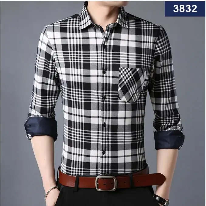 Новое поступление 2017 г. Модные мужские повседневные клетчатые теплая рубашка 3XL с
