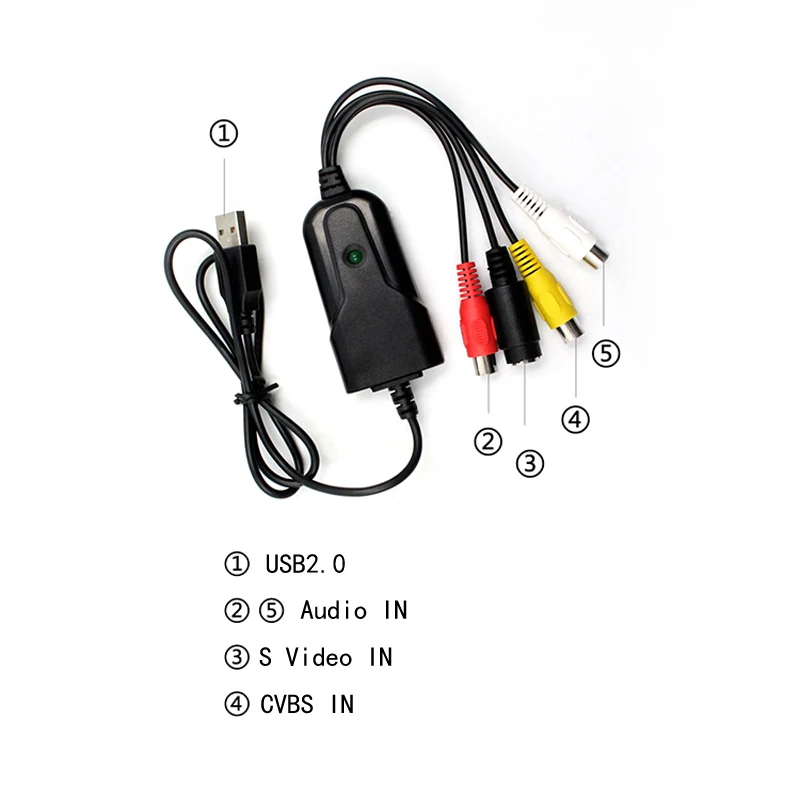 Новый адаптер QINDIAN USB 2 0 для захвата аудио-и видеосъемки с VHS на DVD видео Windows 10/8/7/XP |
