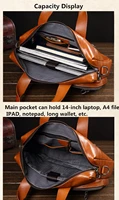 Business Handbag Mens Leather Briefcase Men 14 Inch Laptop Bag Casual Shoulder Slant Computer Bag Large Capacity Leather Bags